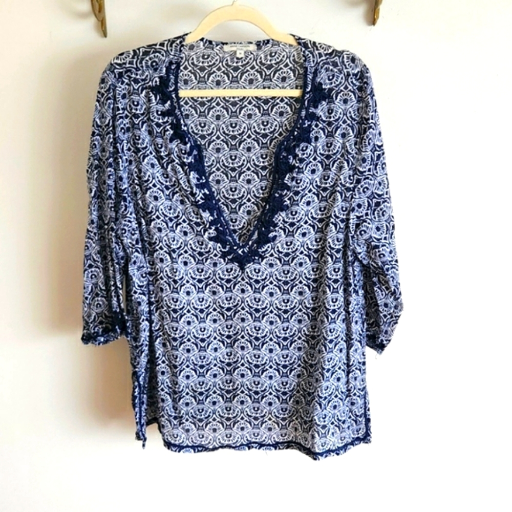 Anne Carson Embroidered Trim Blouse